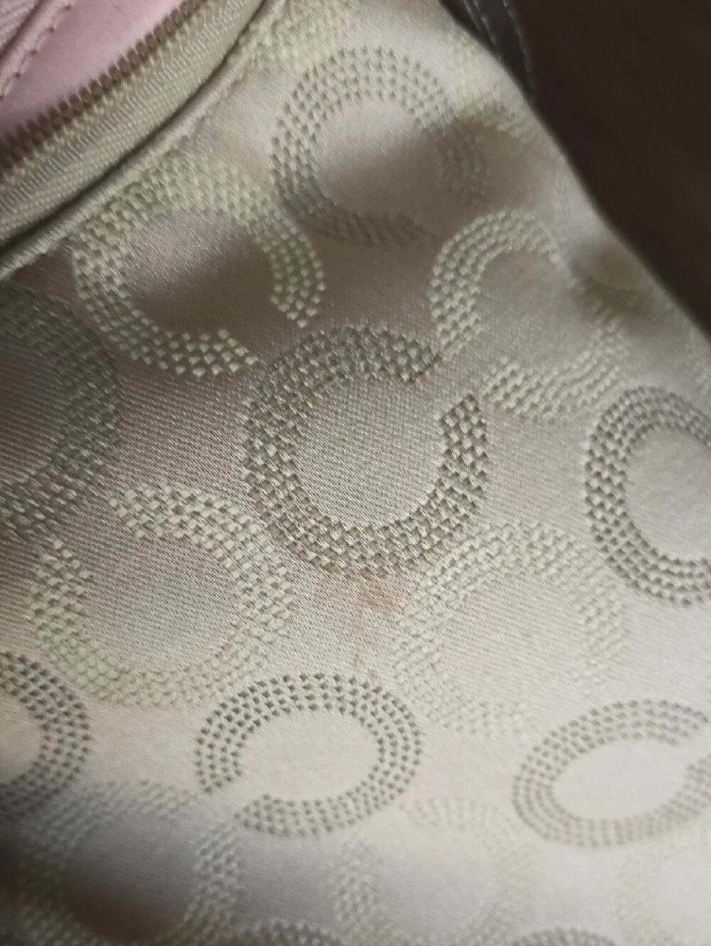 Coach Beige Signature Crossbody with Brown Trim